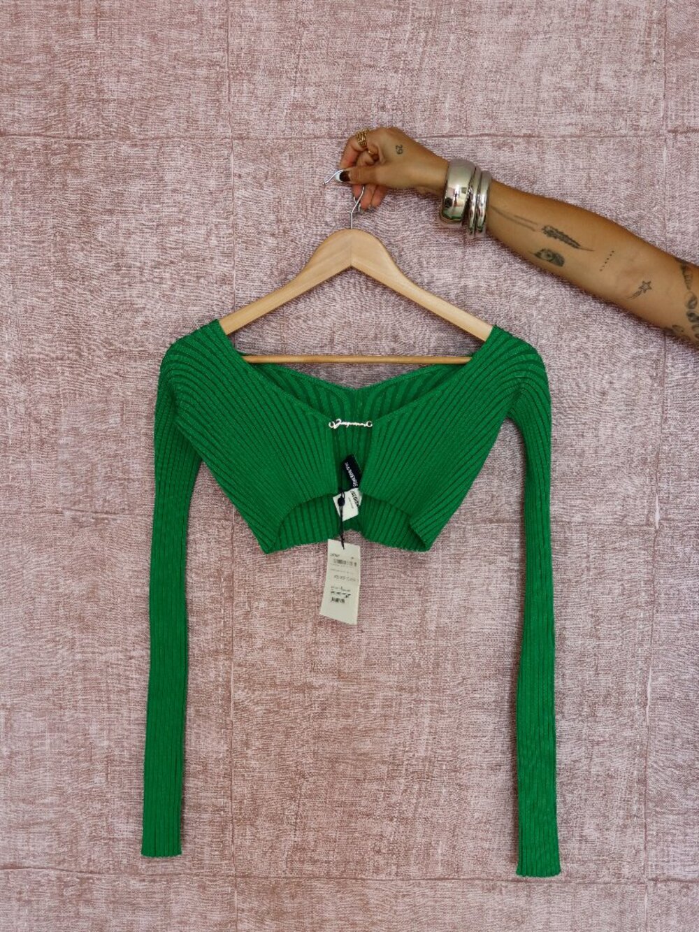 Jacquemus La Maille Pralu knit top in dark green